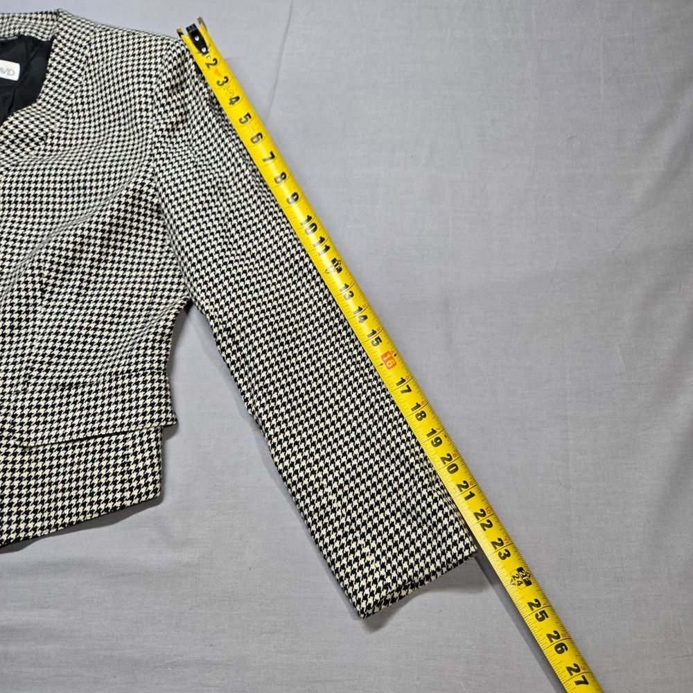 Vintage JOAN & DAVID Houndstooth Cropped Blazer 100% Lambswool Made in Italy - Picture 13 of 15